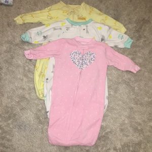 THREE baby zip up outfits